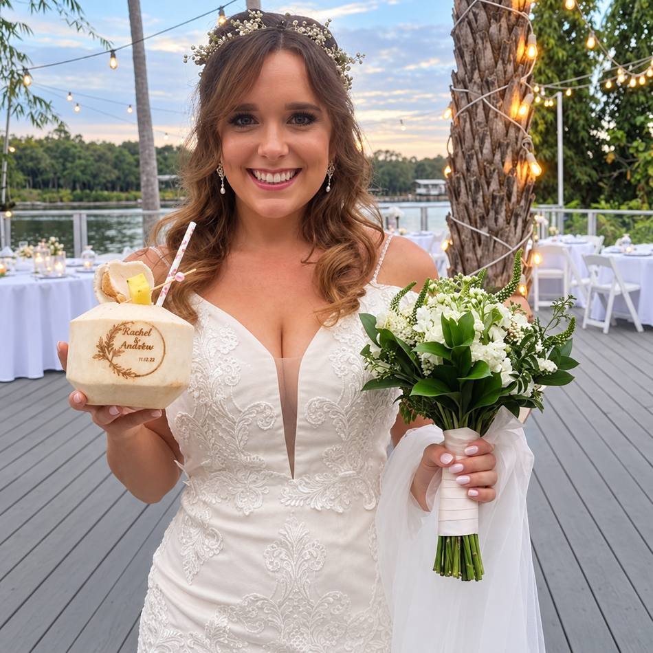 ISLE Bartend wedding cocktail service and personalized coconuts