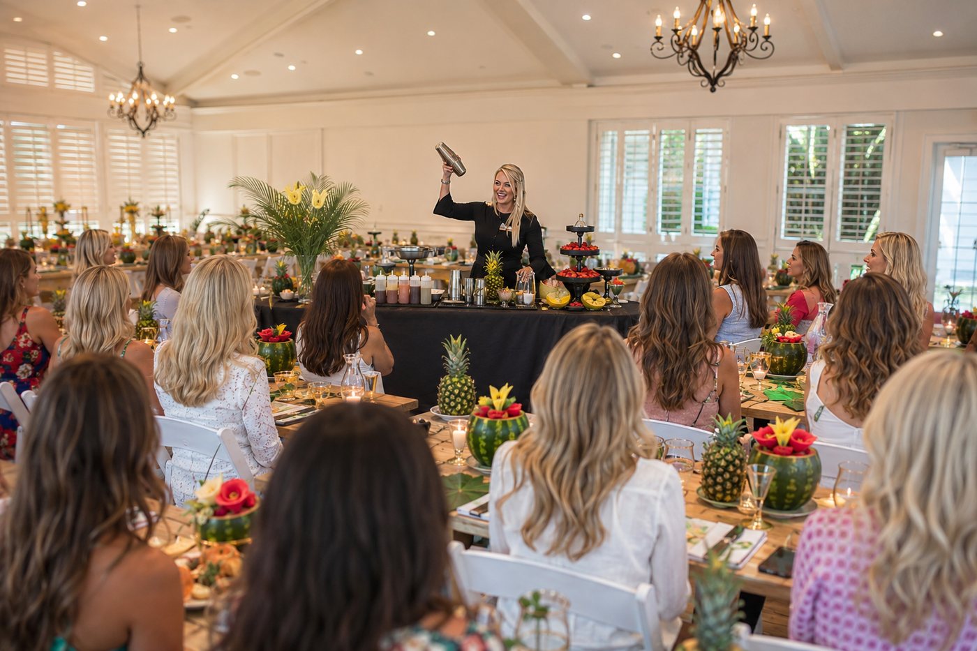 Group attending an ISLE Bartend mixology class